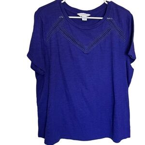 Liz Claiborne Women's Short Sleeve Top Round Neck Color Purple Size Xxl